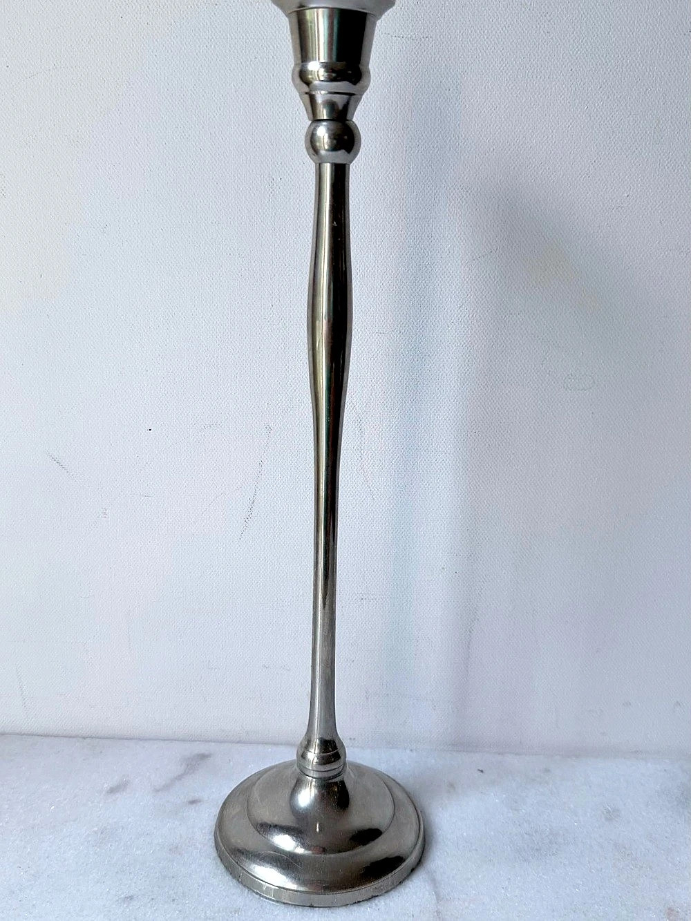 Vintage Sleek Silver Taper Candlestick Holder - 11.5" Tall